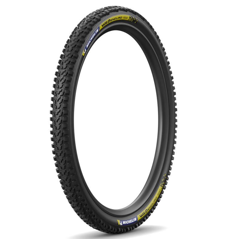 Photo Pneu VTT 29 pouces Michelin Wild Enduro Rear Racing Line Tubeless Ready 29x2.40 jaune noir Souples Tubeless Ready