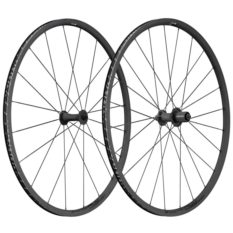 DT Swiss PR 1400 Dicut Oxic 21mm aluminium road bike wheels with tyres