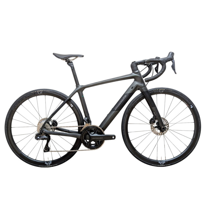 Materiel-Velo.Com Vélo Route Reconditionné Bianchi Infinito Shimano Ultegra Di2 12V Velomann Palladium 50 Freinage Disque Gris Foncé