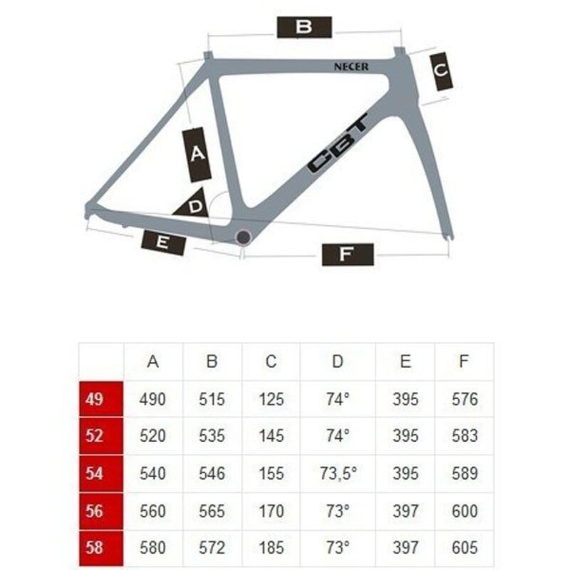 Racefietsframe CBT Italia Necer Series met remblokken