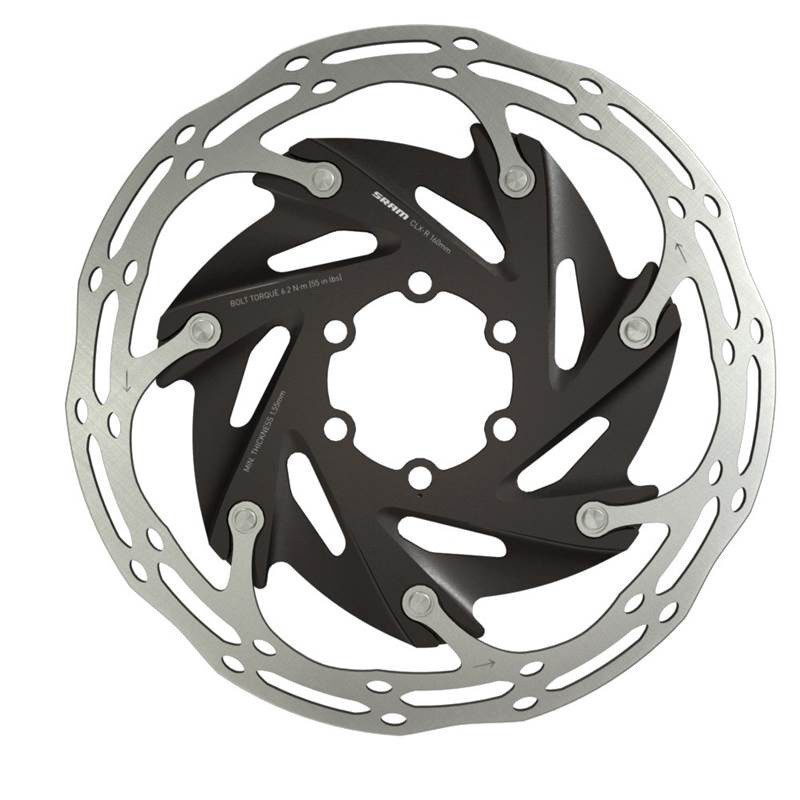 Sram Centerline X Rounded 2 zwevende zwarte remschijf voor racefietsen met 6 gaten
