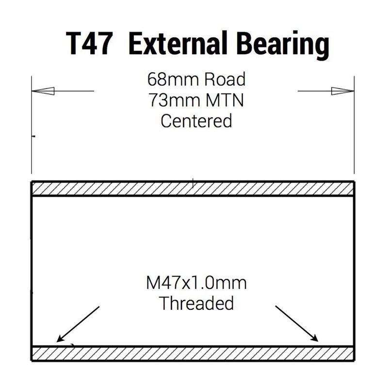 Boîtier de pédalier Praxis Route T47 filteté avec bords Shimano