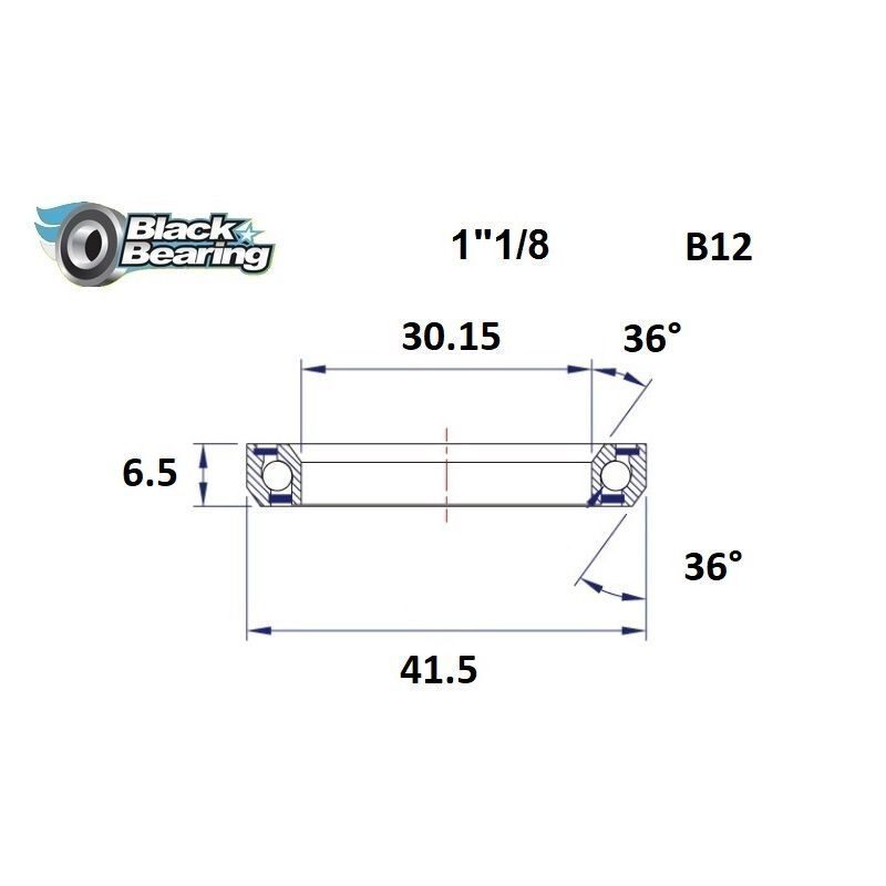Roulement de direction Black Bearing B12 1"1/8 30.15x41.5x6.5 mm 36x36°