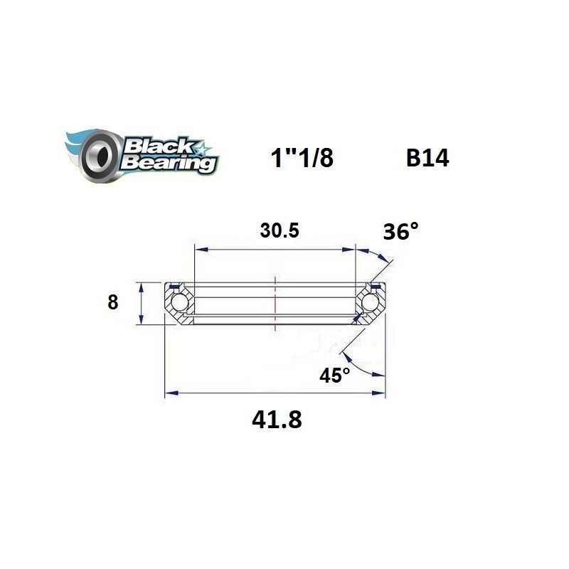 Roulement de direction Black Bearing B14 1"1/8 30.5x41.8x8 mm 36x45°