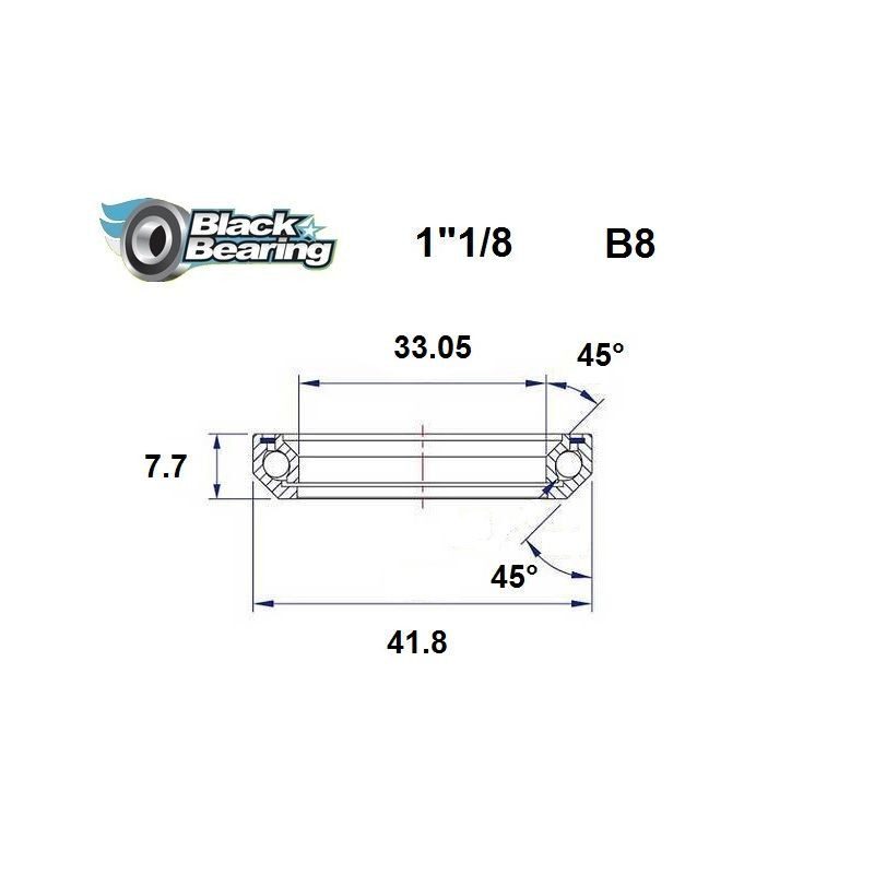 Roulement de direction BlackBearing B8 1"1/8 30.5x41.8x7.7 mm 45x45°