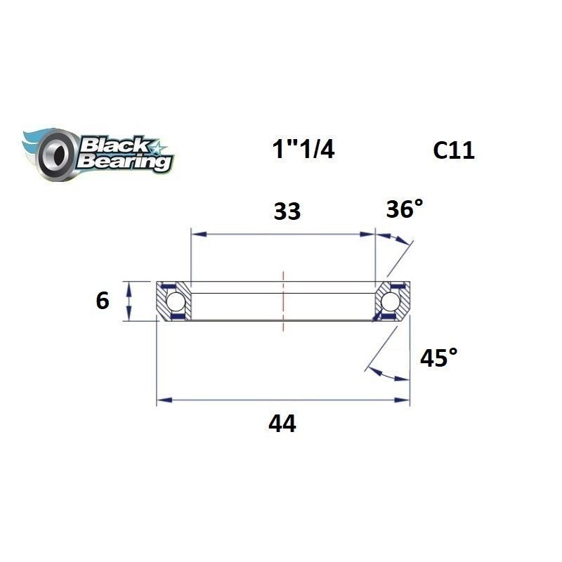 Roulement de direction BlackBearing C11 1"1/4 33x44x6 mm 36x45°