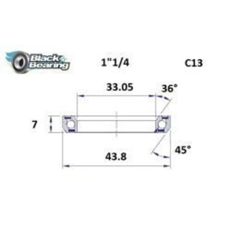 Roulement de direction BlackBearing C13 1"1/4 33.05x43.8x7 mm 36x45°