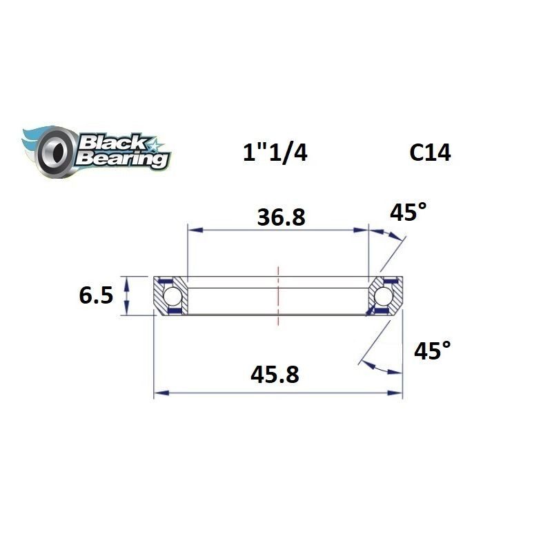 Roulement de direction BlackBearing C14 1"1/4 36.8x45.8x6.5 mm 45x45°
