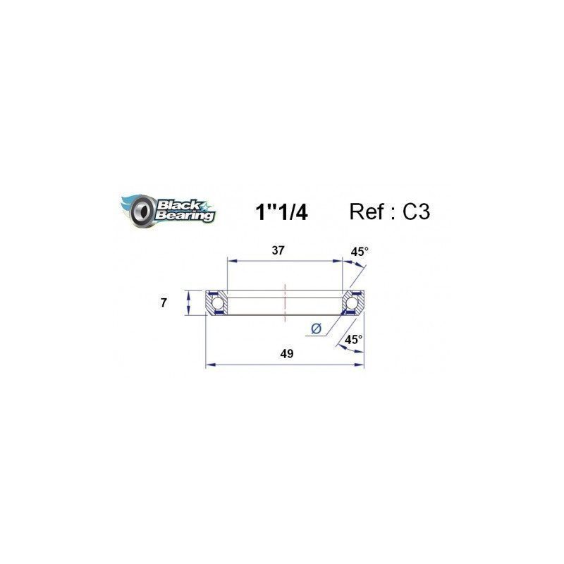 Roulement de direction BlackBearing C3 1"1/4 37x49x7 mm 45x45°