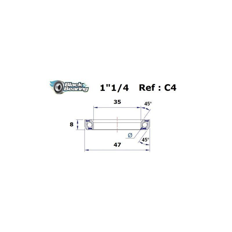 Roulement de direction BlackBearing C4 1"1/4 35x47x8 mm 45x45°