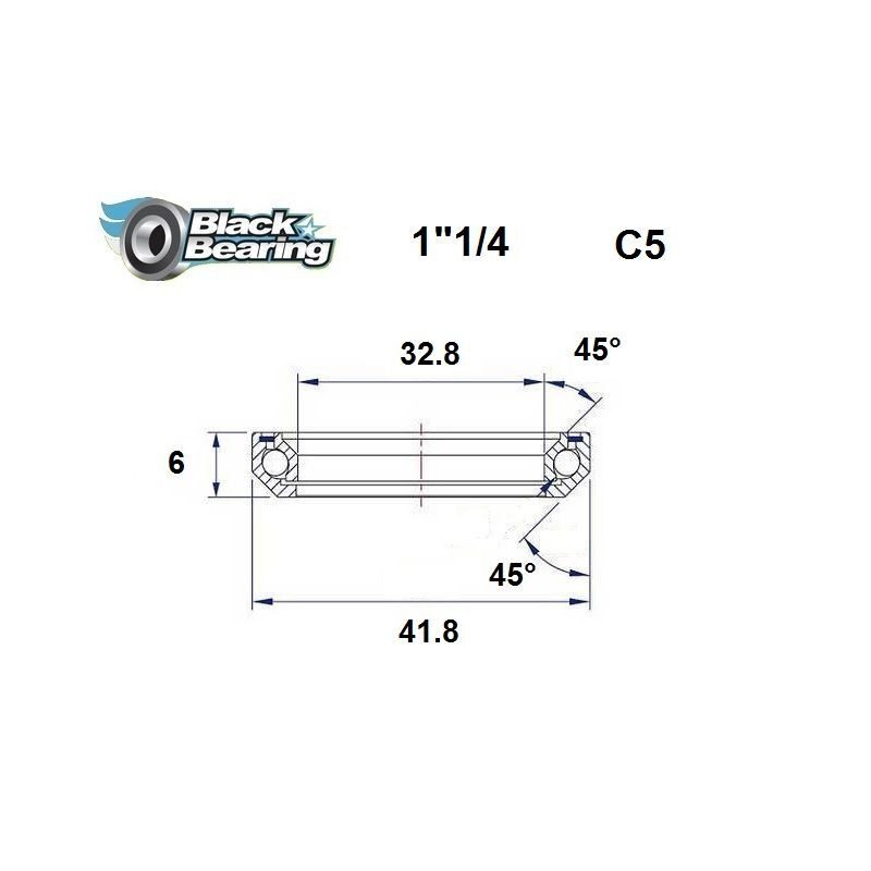 Roulement de direction BlackBearing C5 1"1/4 32.8x41.8x6 mm 45x45°