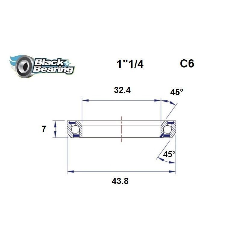 Roulement de direction BlackBearing C6 1"1/4 32.4x43.8x7 mm 45x45°