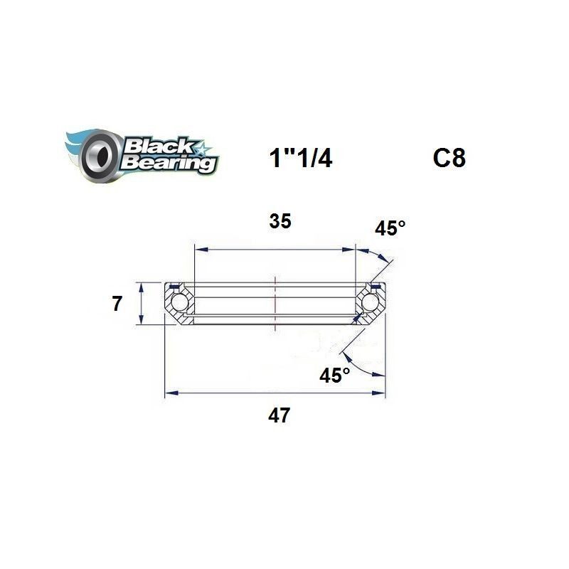 Roulement de direction BlackBearing C8 1"1/4 35x47x7 mm 45x45°