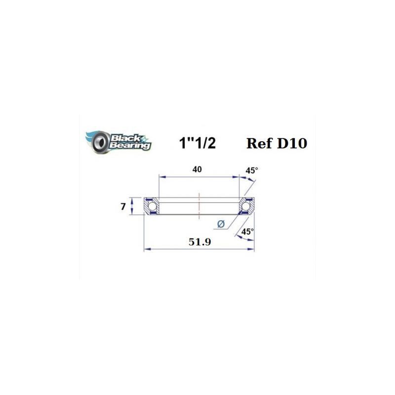 Roulement de direction BlackBearing D10 1"1/2 40x51.9x7 mm 45x45°