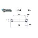 BlackBearing D14 1"1/2 40x52x7 mm 36x45° stuurlager