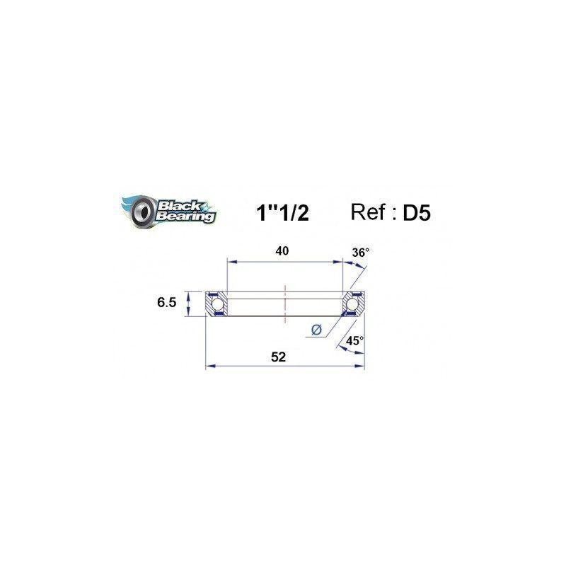 Roulement de direction BlackBearing D5 1"1/2 40x52x6.5 mm 36x45°