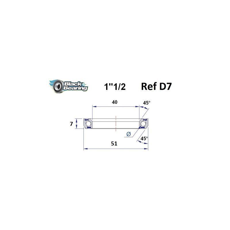 Roulement de direction BlackBearing D7 1"1/2 40x51x7 mm 45x45°