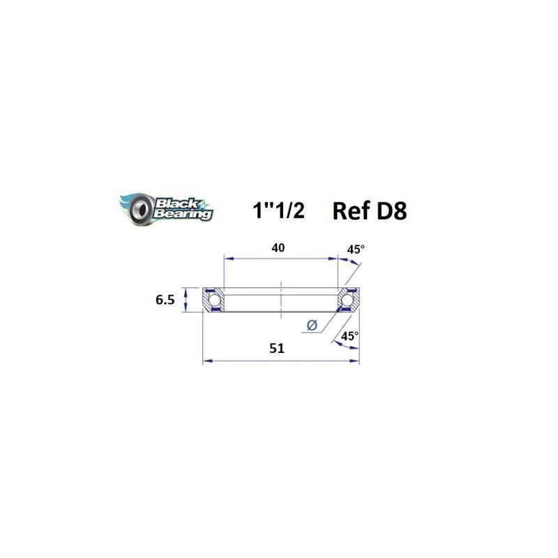 Roulement de direction BlackBearing D8 1"1/2 40x51x6.5 mm 36x45°