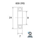 Roulement de moyeux BlackBearing B5 céramique 609-2RS