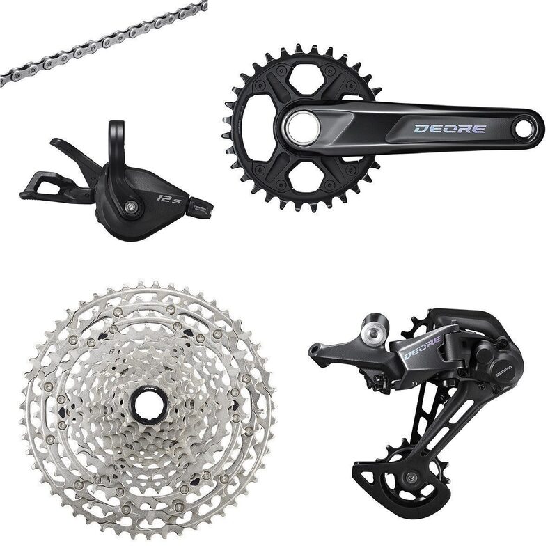 Shimano Deore M6100 MTB-groep met enkel kettingblad, 12 versnellingen, zonder schijfremmen
