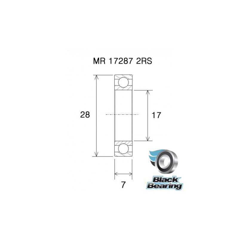 Roulement de moyeux BlackBearing B3 acier MR17287-2RS