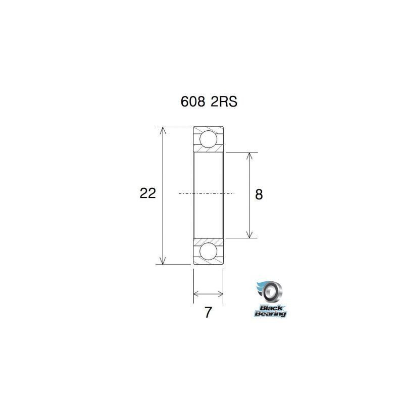 Roulement de moyeux BlackBearing B5 acier 608-2RS