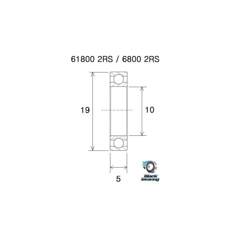 Roulement de moyeux BlackBearing B5 acier 61800-2RS