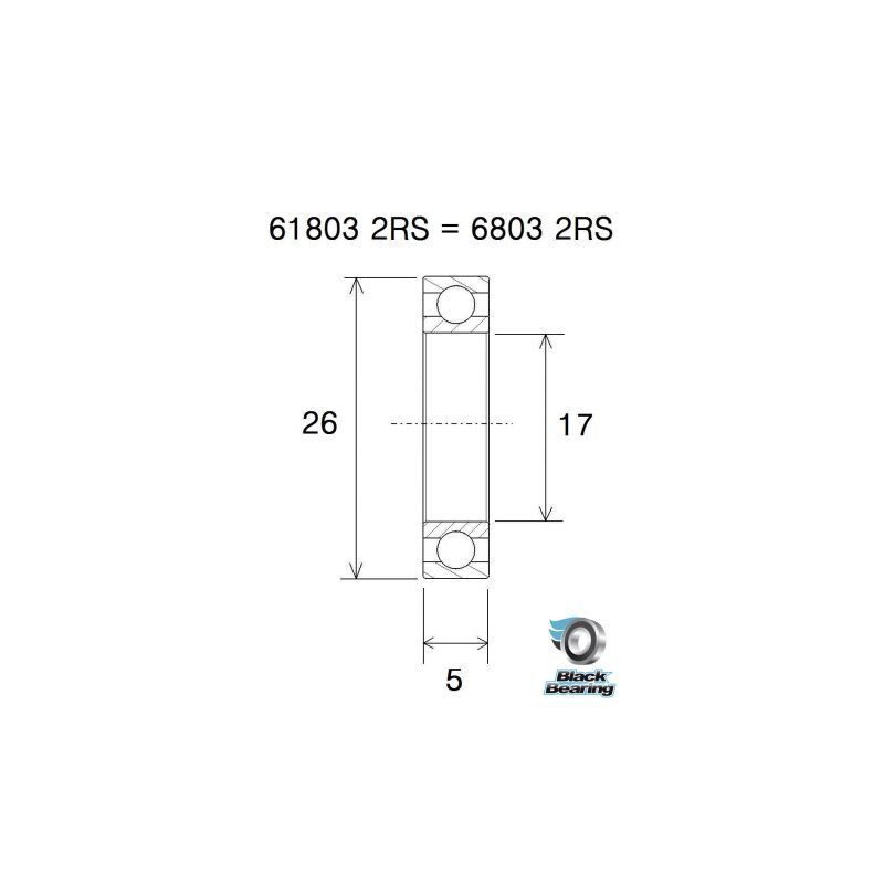 Roulement de moyeux BlackBearing B5 acier 61803-2RS