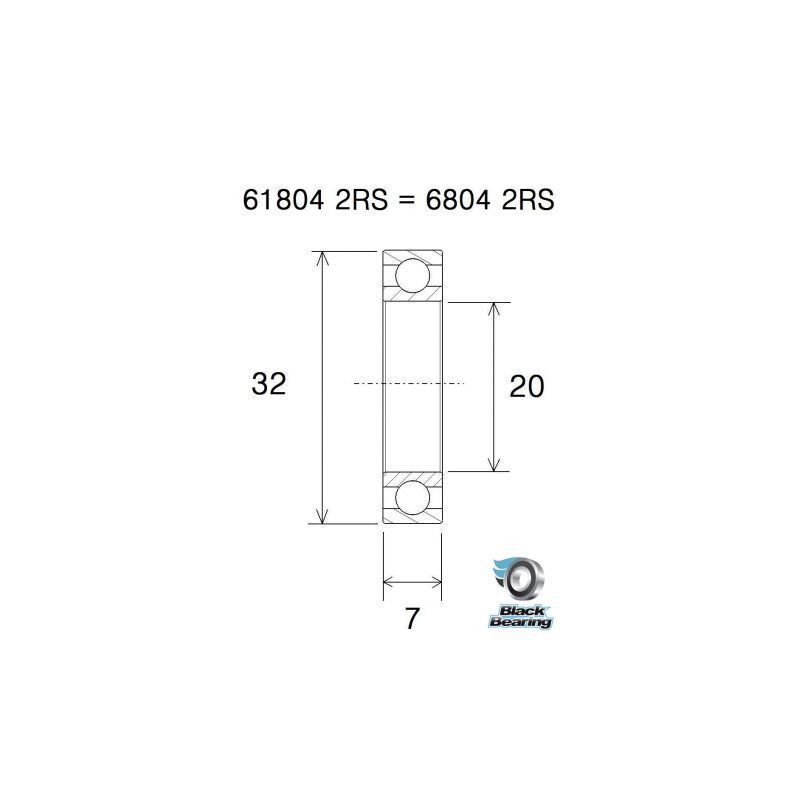 Roulement de moyeux BlackBearing B5 acier 61804-2RS