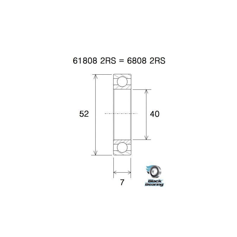 Roulement de moyeux BlackBearing B5 acier 61808-2RS