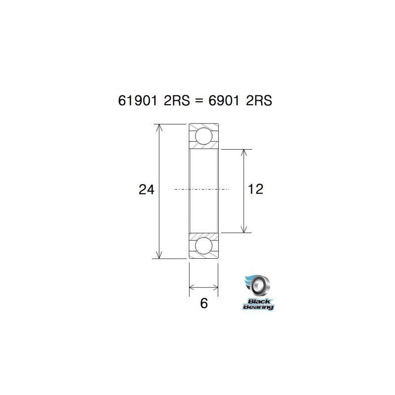 Roulement de moyeux BlackBearing B5 acier 61901-2RS