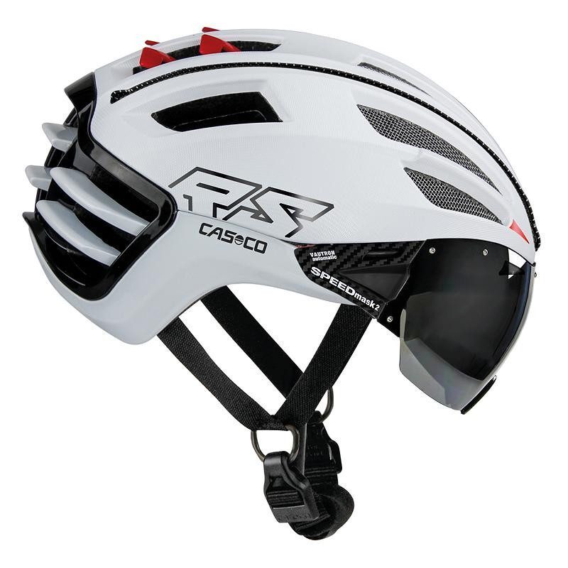 Casque vélo route Casco avec visière Vautron - noir, blanc, bleu