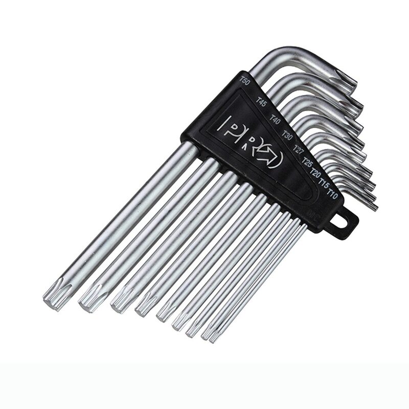 Jeu de 9 clés Torx Pro en acier chromé T10/15/20/25/27/30/40/45/50