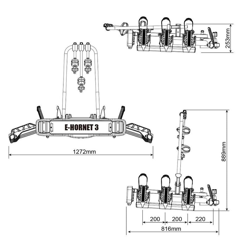 BuzzRack E-Hornet fietsendrager 3 kantelbaar 3 fietsen
