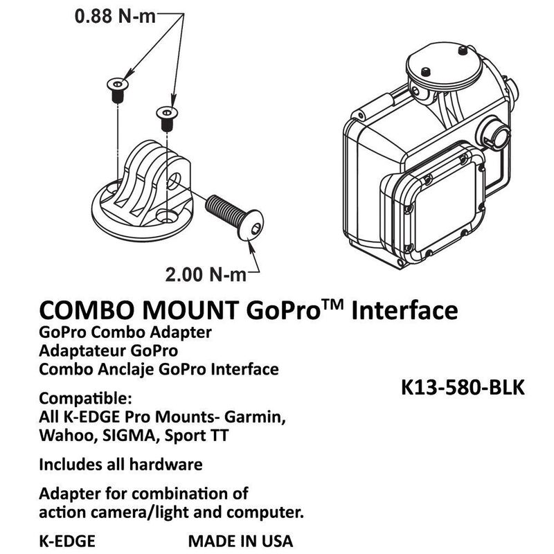 Support caméra K-Edge Combo Mount interface GoPro