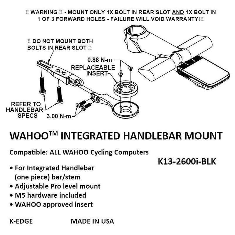 Support K-EDGE pour compteur Wahoo Integrated pour cintre intégré