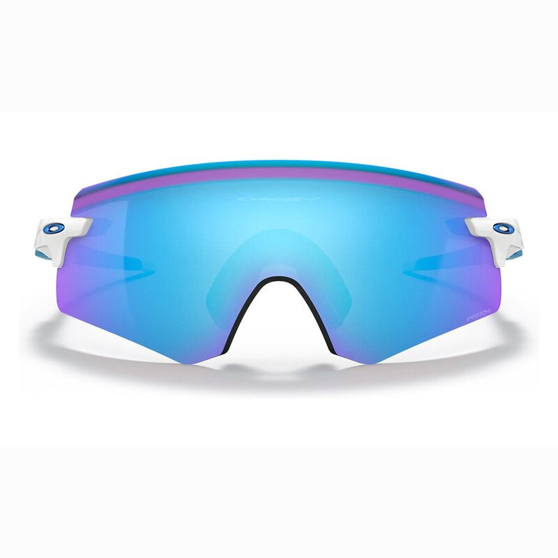 Lunettes velo Oakley Encoder blanches avec verre Prizm Sapphire bleu