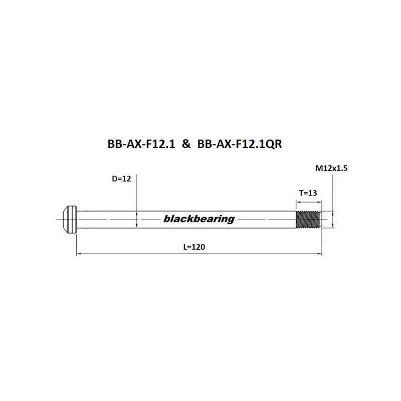 Axe roue avant BlackBearing - 12 mm - 120 mm - M12x1,5 - 13 mm