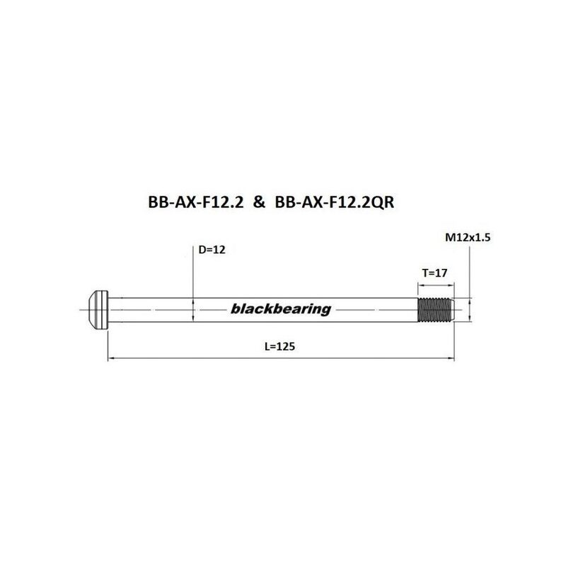 Axe de roue avant blackBearing 12 mm - 125 mm - M12x1,5 - 17 mm