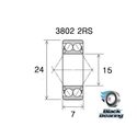 Roulement cadre vélo BlackBearing MAX 3802-2RS 15x24x7 mm acier