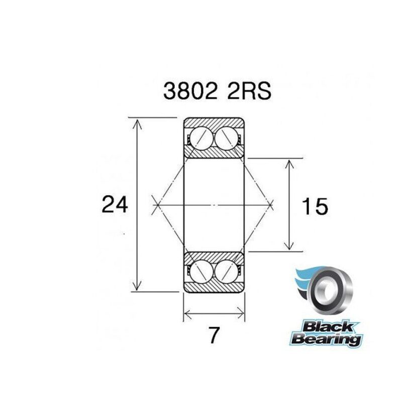 Roulement cadre vélo BlackBearing MAX 3802-2RS 15x24x7 mm acier
