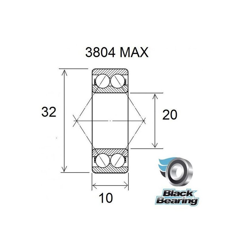 Roulement cadre vélo BlackBearing MAX 3804-2RS 20x32x10 mm acier