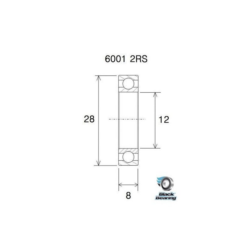 Roulement VTT tout suspendu BlackBearing MAX 6001-2RS 12x28x8 mm acier