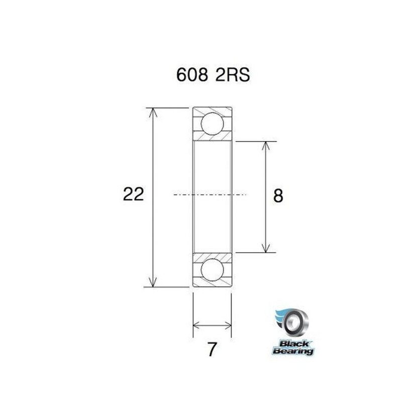BlackBearing MAX 608-2RS 8x22x7 mm stalen lager voor volledig geveerde mountainbikes
