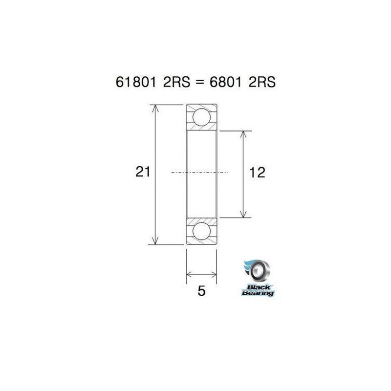Roulement VTT tout suspendu BlackBearing MAX 6801-2RS 12x21x5 mm acier