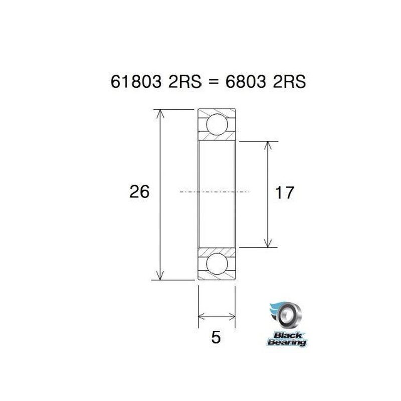 Roulement VTT tout suspendu BlackBearing MAX 6803-2RS 17x26x5 mm acier