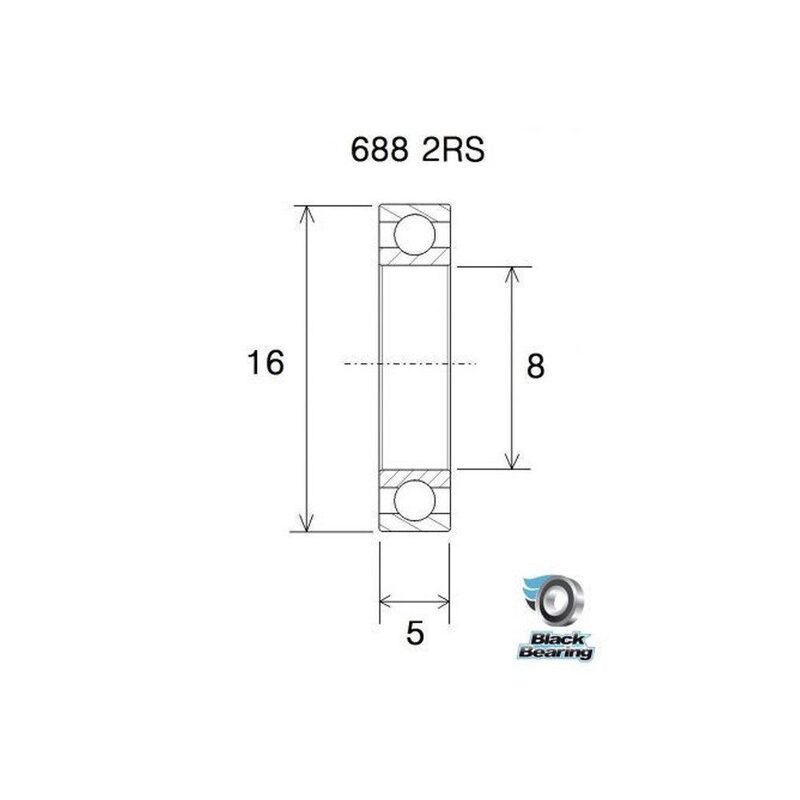 Roulement VTT tout suspendu BlackBearing MAX 688-2RS 8x16x5 mm acier