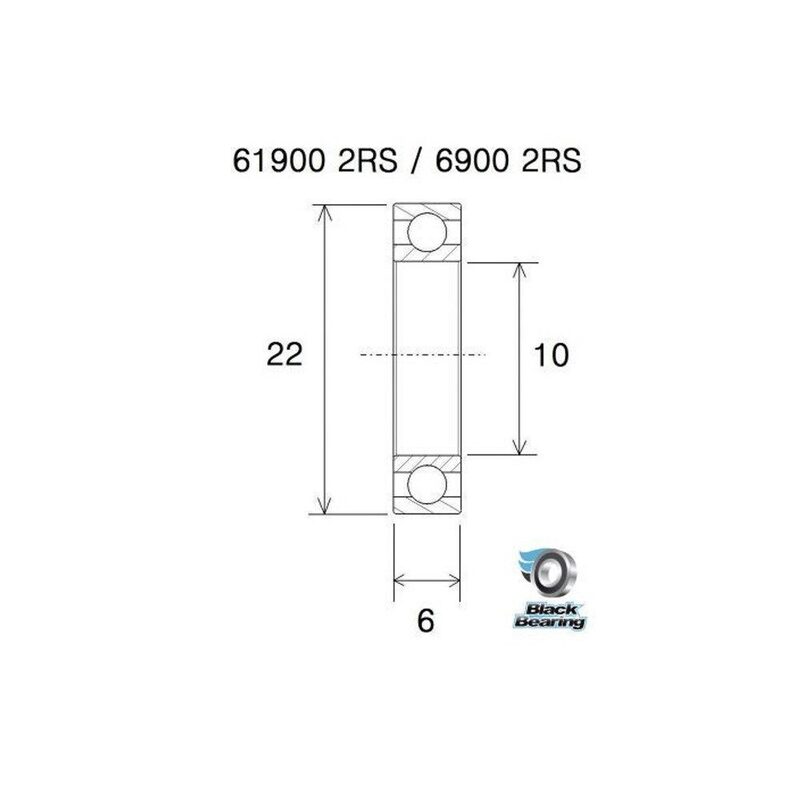 BlackBearing MAX 6900-2RS 10x22x6 mm stalen lager voor volledig geveerde mountainbikes