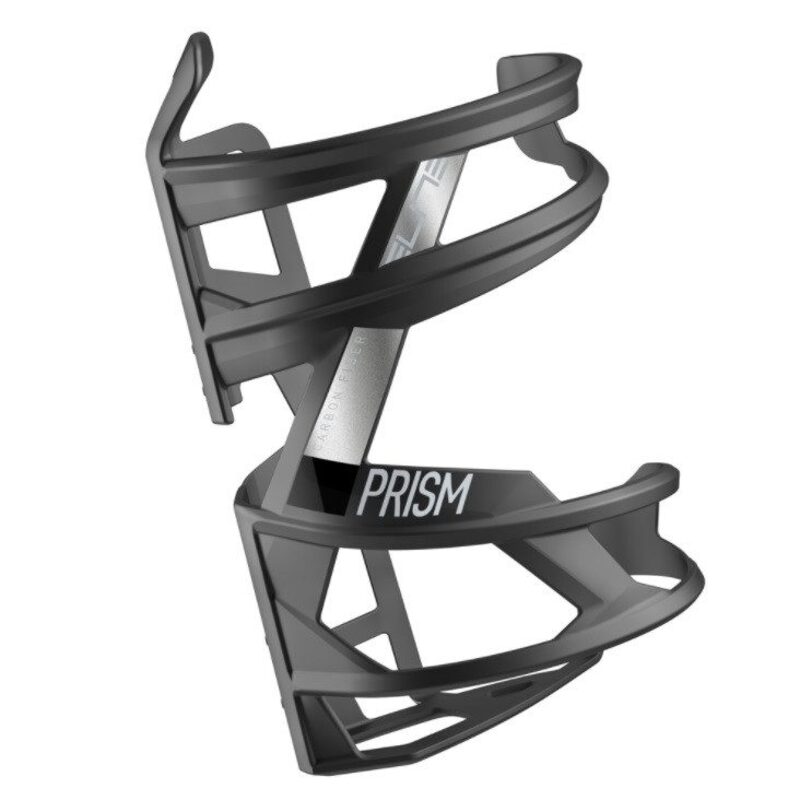 Elite Prism fietsbidonhouder in carbon met opening aan de rechterkant