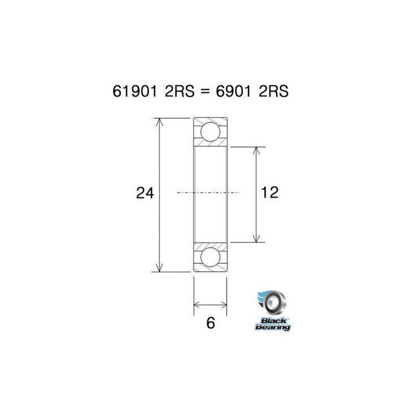 Roulement VTT tout suspendu BlackBearing MAX 6901-2RS 12x24x6 mm acier
